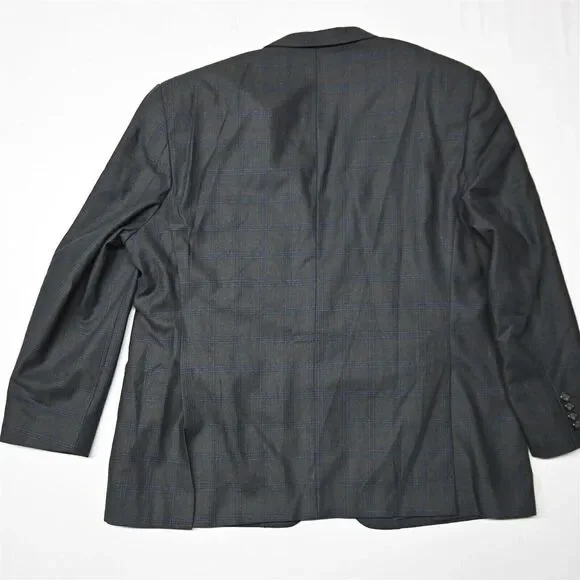 Ralph Lauren 48R Gray Plaid Flannel 100% Wool Mens Blazer Coat Suit‎ Jacket